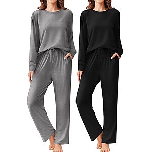 2-Pack Ekouaer Women's Long Sleeve Pajama Sets (Various) $19.99 ($9.99 each) + Free Shipping w/ Prime or on $35+