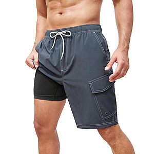 SILKWORLD Men's 9" Swim Trunks w/ Compression Liner (Various) $11.99 + Free Shipping w/ Prime or on $35+