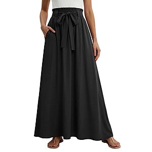 Lepunuo Women's High-Waisted Flowy Maxi Skirt w/ Pockets (Various) $9.99 + Free Shipping w/ Prime or on $35+