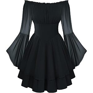 Scarlet Darkness Women's Off-Shoulder Bell Sleeve Corset Mini Dress (Various) $17.49 + Free Shipping w/ Prime or on $35+