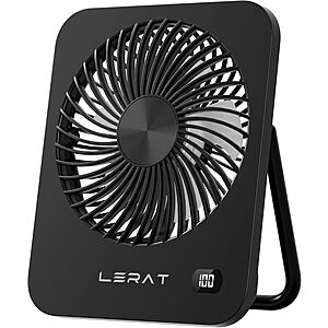 5-Speed Lerat K38 Portable USB Rechargeable Desk Fan w/ LED Display (Black) $9.99 + Free Shipping w/ Prime or on $35+