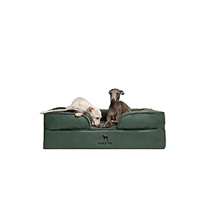 NOAH & PAW Large Dog Bed, 35x25x11 Inch, Orthopedic Dog Beds, Eggshell Memory Foam Infused with Cooling Gel, Inner Cover, Water Resistant, Machine Washable (Faux Leather)