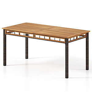 Costway 63" Outdoor Dining Table w/ Acacia Wood Slatted Tabletop $115 + Free Shipping