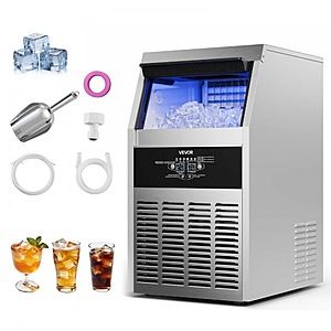 VEVOR 130 lbs/24h Commercial Ice Maker Machine w/ 30 lbs Storage, Built-in Drain Pump $229.23 + Free Shipping