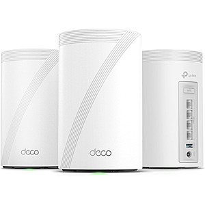 TP-Link Deco 7 Pro BE63 Tri-Band WiFi 7 BE10000 Whole Home Mesh System - 6-Stream 10 Gbps, 4x2.5G Ports Wired Backhaul, 4X Smart Internal Antennas, VPN, HomeShield, Free Expert Support (3-Pack)