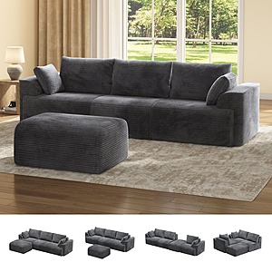 Sikaic 108" Cloud Couch Sectional w/ 2 Pillows and 3 Cushions Back $280 + Free Shipping