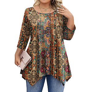 IN'VOLAND Women's Plus Size 3/4 Sleeve Shirt $7 + FS w/ Prime or orders $35+