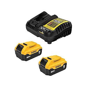 DEWALT DCB205-2c 20V MAX Lithium-Ion Battery 2-Pack and Charger, 5.0 Ah, Battery Starter Kit $95.19