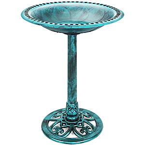 Best Choice Products Outdoor Rustic Pedestal Bird Bath Accent for Garden, Yard w/ Fleur-de-Lis Accents - Patina Green $24.99 at Best Choice Products via Walmart
