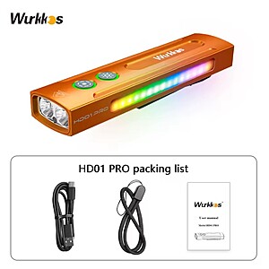 Wurkkos HD01 PRO Rechargeable Flat EDC Flashlight $31.82