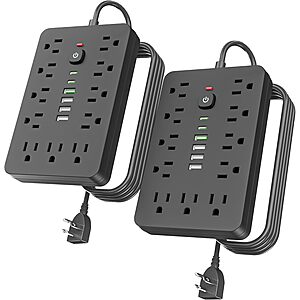 JouleLoom 2PCS 6 FT Flat Plug Power Strip $23.99