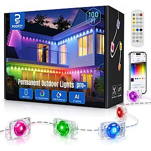 Poofzy 100-Foot RGB+IC Smart Outdoor Lights $49.99