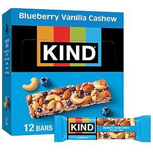 Prime Day Deal: 12-Count 1.4-Oz KIND Healthy Snacks Bars (Blueberry Vanilla Cashew) $9.02 w/S&S + Free Shipping