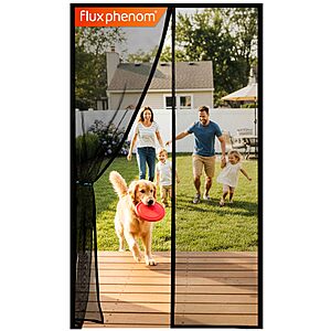 Flux Phenom Magnetic Screen Door - Bugs Out, Breeze in - 9min Install Auto-Sealing Heavy Duty Double Stitched Mesh, 52 Magnets, Hands Free Sliding & Patio Doors Net, Pet & Kid Friendly, 38 x 82 Inch