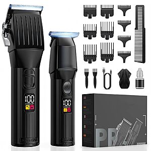 Professional Hair Clippers for Men Beard Trimmers Kit Zero Gapped Haircut Grooming Shaver Gift for Men Women Barber Kids (Black)