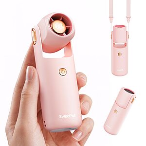 SWEETFULL Rechargeable Handheld Mini Fan (Pink or Black) $9.99 + Free Shipping w/ Prime or on $35+