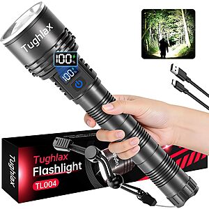 Tughlax High Rechargeable LED Tactical Flashlight w/ LCD Display, 5 Modes & Zoomable Focus $9.67 + Free Shipping w/ Prime or on $35+