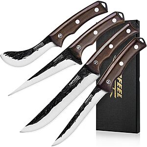 4-Piece Hand Forged High Carbon Steel Butcher Knife Set $19.99 + Free Shipping w/ Prime or on $35+