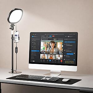 PQRQP Desk Ring Light w/ Stand & Phone Holder $14.99 + Free Shipping w/ Prime or on $35+