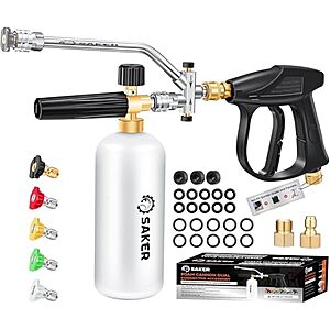[Prime] Saker Foam Cannon Dual-Function Pressure Washer Kit w/ Spray Gun & 5 Nozzles $29.69 + Free Shipping