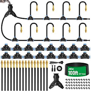 MIXC 1/4" 100-Foot Drip Irrigation System Kit w/ 16-Piece 360&deg; Adjustable Brass Nozzles & Bendable Rods $17 + Free Shipping w/ Prime or on $35+