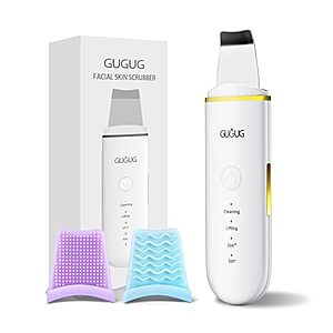 GUGUG Ultrasonic Skin Scrubber Face Spatula Blackhead Remover w/ 4 Modes (White) $9.59 + Free Shipping w/ Prime or on $35+