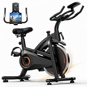 CURSOR FITNESS Indoor Cycling Stationary Bike w/ App Connectivity & Tablet Mount (300 lb Capacity) $98.99 + Free Shipping