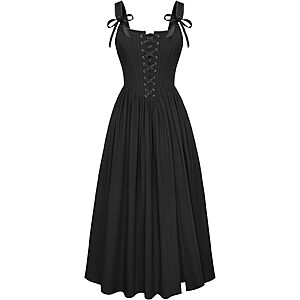 Scarlet Darkness Women's Maxi Renaissance Corset Dress w/ Square Neck & Slit Hem (Various) $15.99 + Free Shipping w/ Prime or on $35+