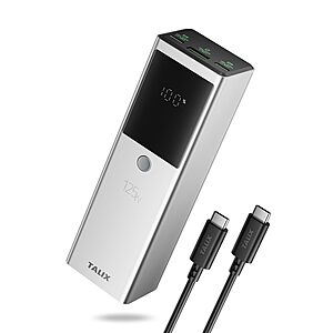 [Prime] 3-Port TALIX 12800mAh 125W Laptop Power Bank w/ 240W USB-C Cable $22.99 + Free Shipping