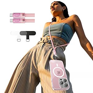 Lisen Crossbody or Wrist Phone Lanyard w/ 60W USB-C Cable (Pink or Purple) $4.59 + Free Shipping w/ Prime or on $35+