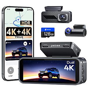 Pelsee S1 Pro Dual Native 4K Front & Rear Dash Cam w/ GPS, WiFi 6 & 128GB Card $109.99 + Free Shipping