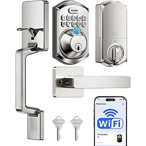 TEEHO TE012W-H WiFi Fingerprint Smart Door Lock (Satin Nickel or Matte Black) $54.99 + Free Shipping