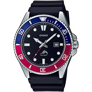 Casio Duro Dive Watch - Quartz Silver Case Black Dial Resin Strap | MDV-106B-1A2VCF $58.44 at My Gift Stop