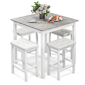 Costway 5-Piece Bar Table Set Counter-Height Dining Table and 4 Bar Stools $174 + Free Shipping