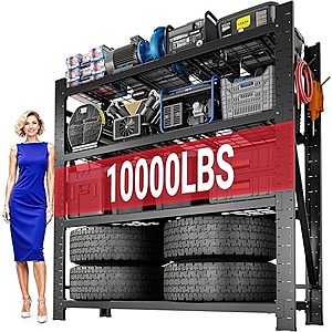 Prime Members: FLEXIMOUNTS 4-Tier Heavy Duty Shelving Unit (10,000lbs Max, 71" H x 49.6" W x 23.6" D) $142.99 + Free Shipping