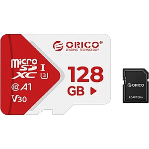 ORICO 128GB SDXC TF Card - UHS-I U3 Class 10 V30 A1 Memory Card with SD Adapter for 4K Video Recording, Drones, Action Cameras & Mobile Devices