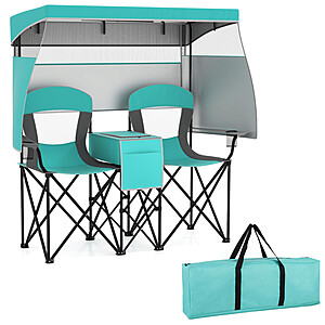Costway Double Beach Chair with Adjustable Canopy and 3 Side Shading Curtains $90.99 + Free Shipping