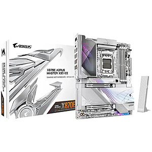 GIGABYTE X870E AORUS MASTER X3D ICE AM5 AMD X870E ATX Motherboard and Bonus AORUS WATERFORCE X II 360 ICE Liquid CPU Cooler $549.99 + Free Shipping