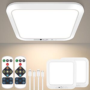 2 Pack Rechargeable Motion Sensor Closet Lights with Remotes $24.99 + Free Shipping w/Prime or $35+