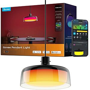 Govee Pendant Light for Kitchen Island, Three-Layer RGBIC Smart Lighting, Matter Compatible, 1300LM 2700K-6500K Dimmable Black Hanging Light Fixture Works with Alexa, Adjustable Height for Dining Room