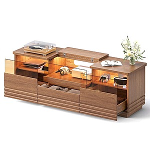 Sikaic 63in LED TV Stand with Tempered Glass for Projector $100 + Free Shipping