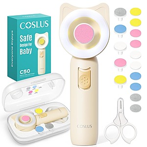 COSLUS 16-in-1 Electric Baby Nail Trimmer w/ 360&deg; Light (2 colors) $3.99 + Free Shipping w/ Prime or on $35+