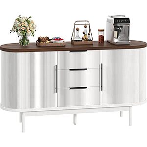 DWVO Fluted Sideboard Buffet Cabinet (White & Brown) $127.49 + Free Shipping