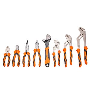 VEVOR 8-Piece Pliers Set, High Carbon Steel - 12", "10", "8" Groove & Linesman's Pliers & Adjustable Wrench & Tool Bag