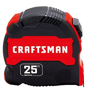 CRAFTSMAN 25-Ft Tape Measure with Fraction Marketing, Retractable, Manual-Locking Blade (CMHT37443S) $11.68 @Amazon