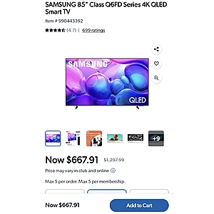SAMSUNG 85" Class Q6FD Series 4K QLED Smart TV