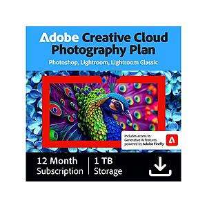 Adobe - Creative Cloud Photography Plan 1TB (1-Year Subscription) - Mac, Windows, iOS [Digital] ($139)