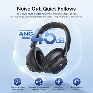 Baseus BH1/EH10 Adaptive ANC Wireless Headphones 45dB; free S&H $21.67