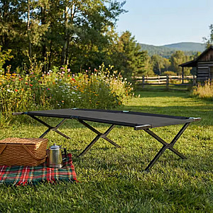 JHK Collapsible Camping Cot 73" x 36", Heavy Duty 300 lbs Capacity; free S&H $26.04