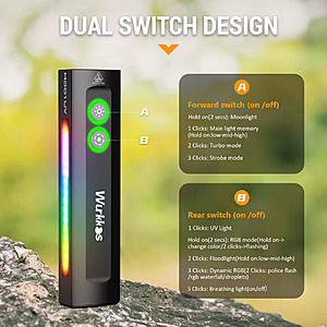 Wurkkos HD01UV Flat EDC Rechargeable Flashlight; White + UV + RGB LEDs; 1200 lumens; free S&H; $20.77